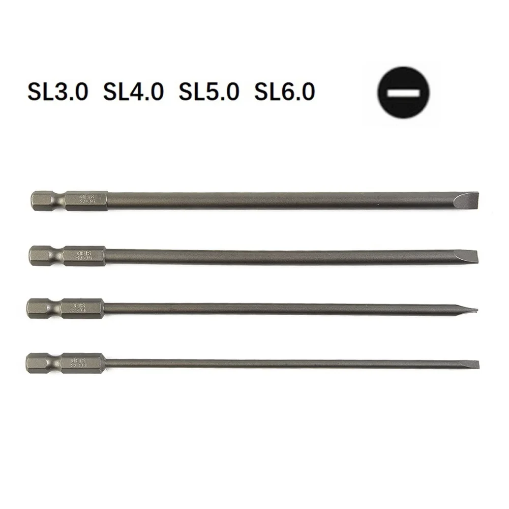 Hex Shank Screwdriver Bit 150mm Long Electric Flat Head Manual Alloy Steel SL3.0 SL4.0 SL5.0 SL6.0 Exquisite Workmanship