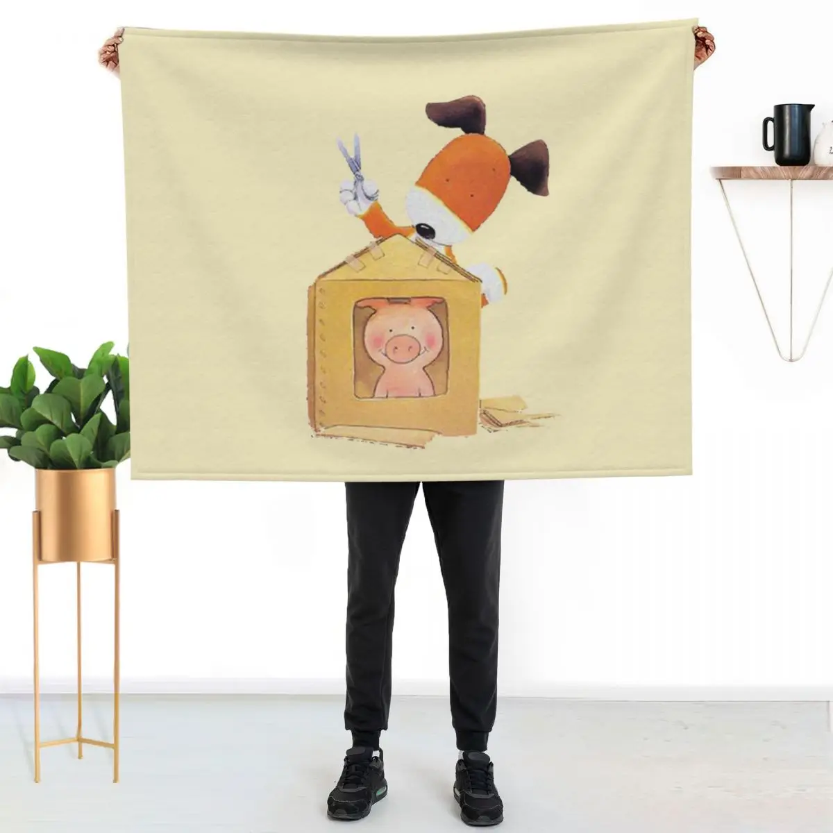 

Kipper the dog and pig Throw Blanket Cozy Warm Blanket for Bed Room Decor