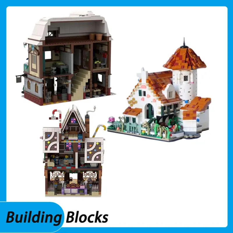 

Clearance processing MOC-199764 1913pcs Winter Village Bakery Shop Small Particle Assembly Building Blocks Holiday Birthday Gift