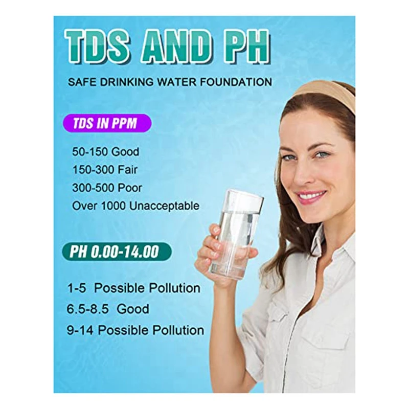 0-14 PH Meter 5 In 1 TDS/EC/SALT/TEMP/PH Meter For Drinking Water, Pool And Fish Tank