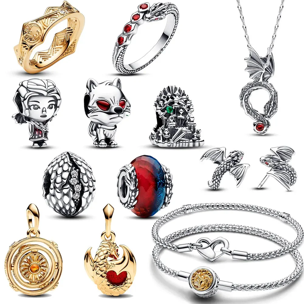 Ice and Fire Charm 2023 New Hot Game of Thrones Pendant Fit Moment Bracelet DIY Jewelry Classic Style Daily Earring Necklace