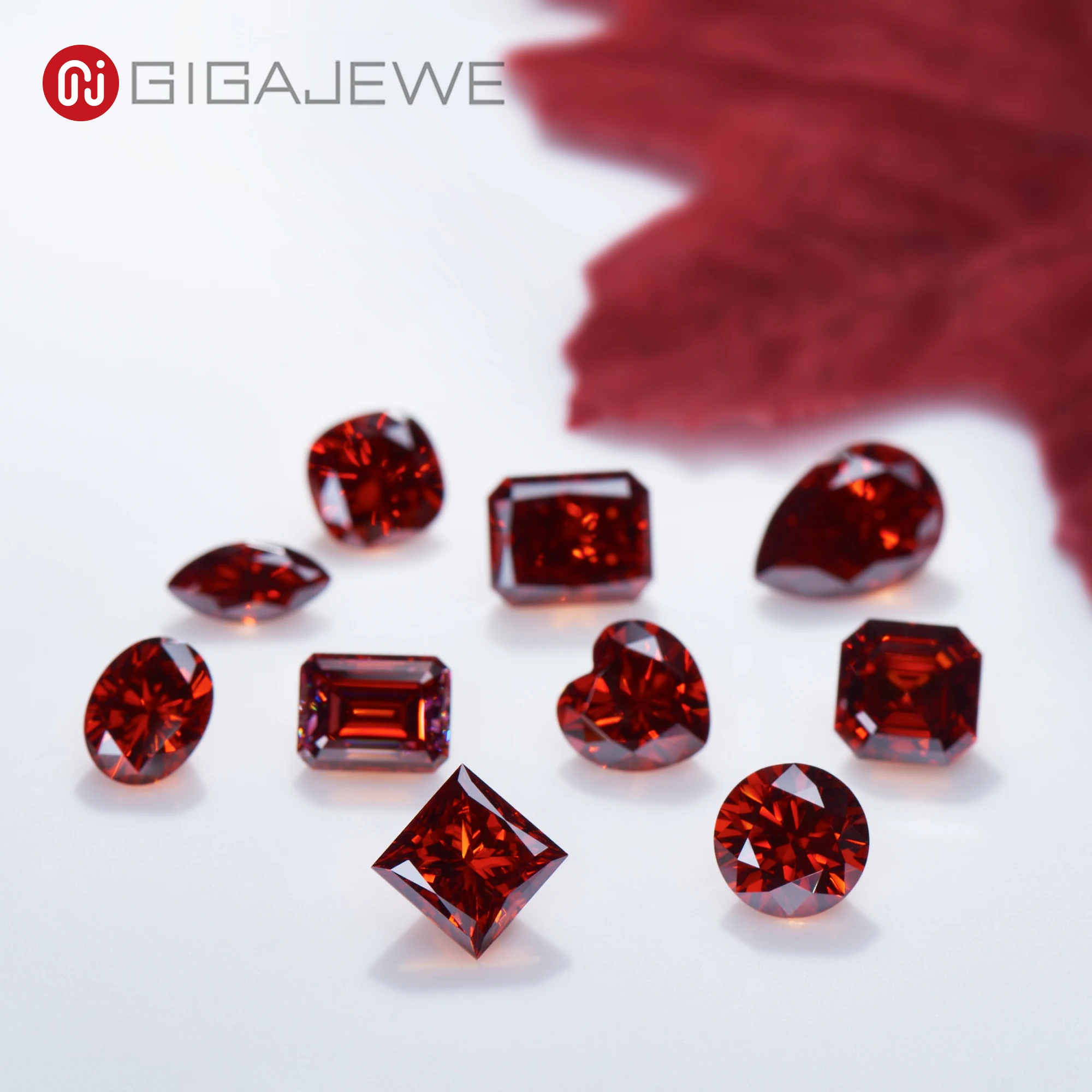 GIGAJEWE Round Cut Moissanite VVS1 NovaColor Luxury Red ColorPremium Gems Loose Diamond Test Passed Gemstone For Jewelry Making