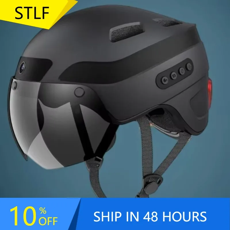 

STLFSmart Helmet LED PC+EPS Material Riding Helmet With Light for Electric Scooter Bikes Motorcycle Cycling Helmet