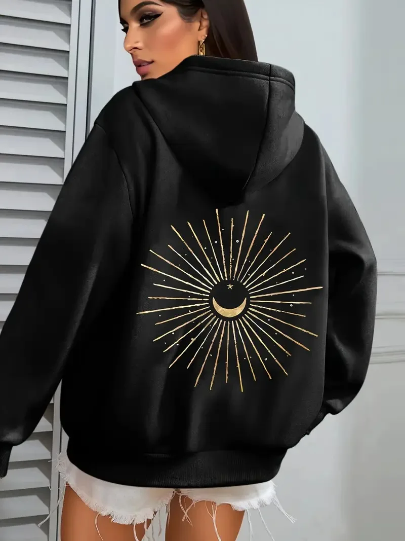 

Moon Shining Graphic Printing Autumn and Winter Cotton Men's and Women's Hoodies Outdoor Street Sports Training Brand Trendy