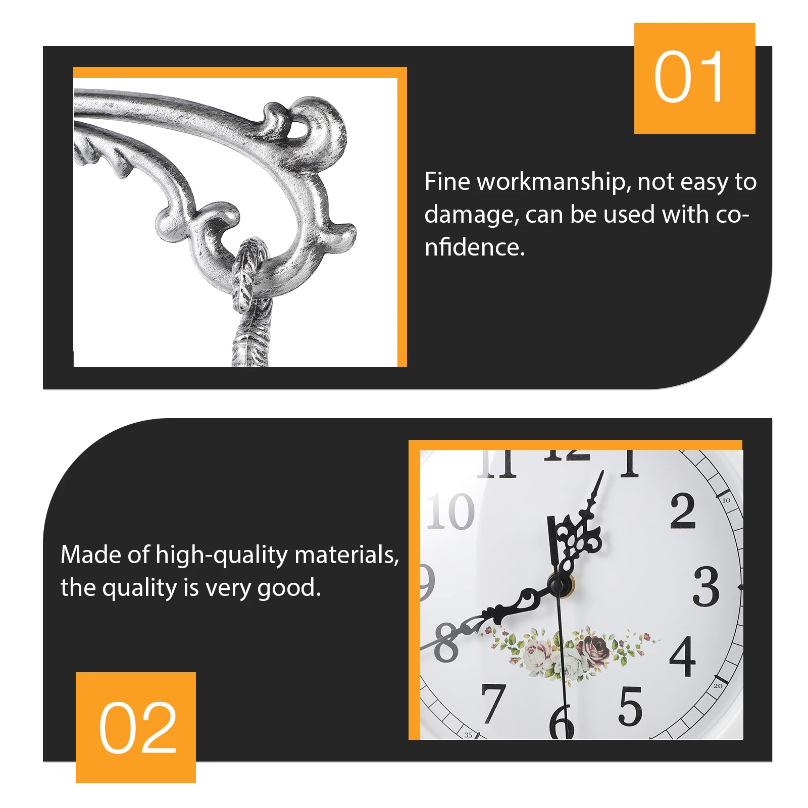 

Double Sided Wall Clock Vintage Creative Silent 360 Degree Rotation Glass Living Room Bedroom Office Decor