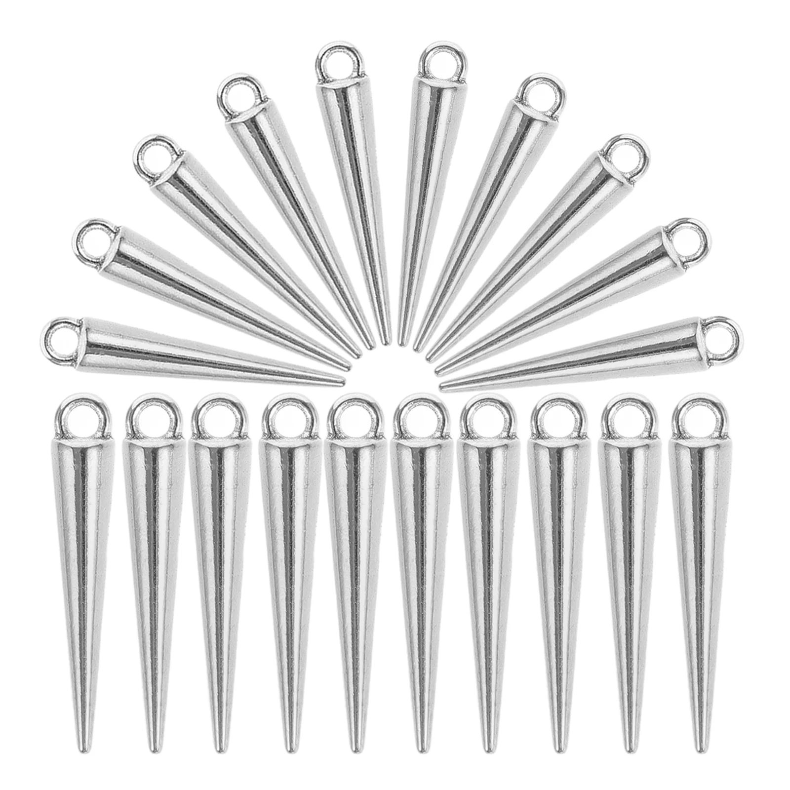 

20 Pcs Charm Necklace Cone Charms for Jewelry Bags Bracelets Silver Decoration Beads Making