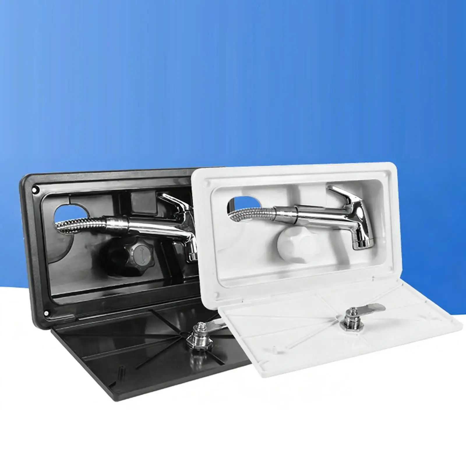 

RV Exterior Shower Box Kit with Adjustable Temperature Control for Camping Trailer Motorhome Outdoor Use