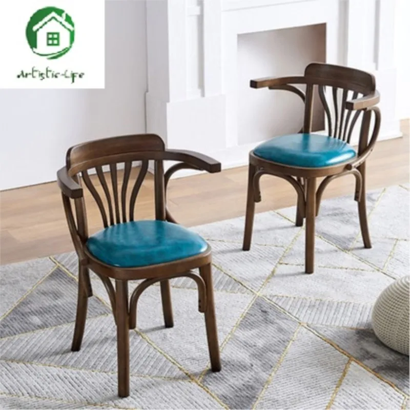 ArtisticLife Nordic Solid Wood Dining Chair Household Makeup Chair Light Luxury Dressing Stool Modern Minimalist Backrest Stool