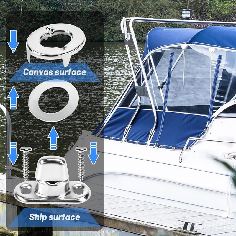 

25 Sets Marine Grade Twist Lock Fasteners Turn Button Eyelet, Stud and Stainless Steel Screws for Canvas Marine Boats-AB09