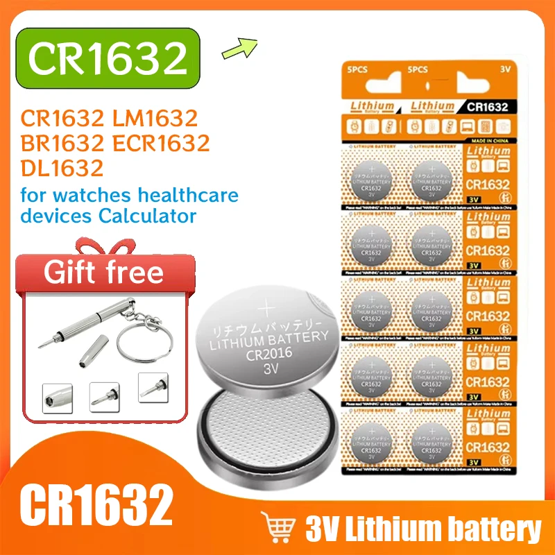 New CR1632 CR 1632 ECR1632 DL1632 Button Batteries Cells Coin Lithium Battery for Watch Electronic Toy RC Key Calculator Scale