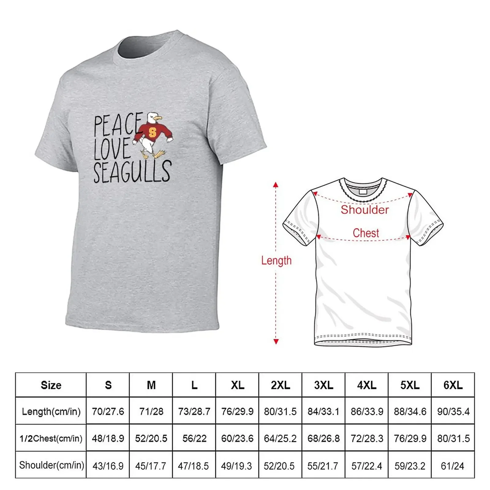 Peace, Love, Seagulls T-Shirt summer tops animal prinfor boys Short sleeve tee T-shirts for men cotton