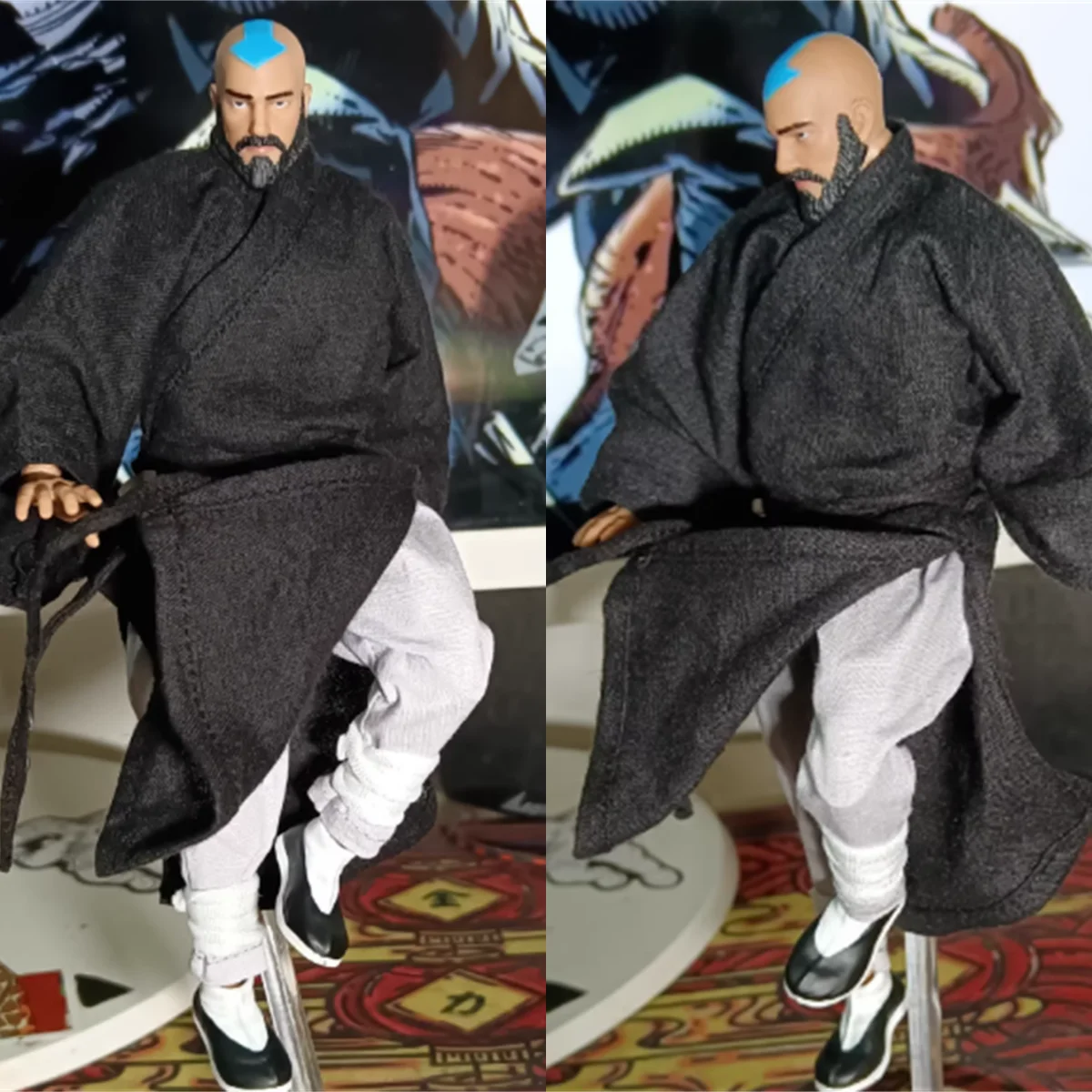 

【No Figure】1/12 Scale Male Soldier Heroic Warrior Set With Wire Black Robe Outfit Fit Vtoys Muscular Body 6" Action Figure