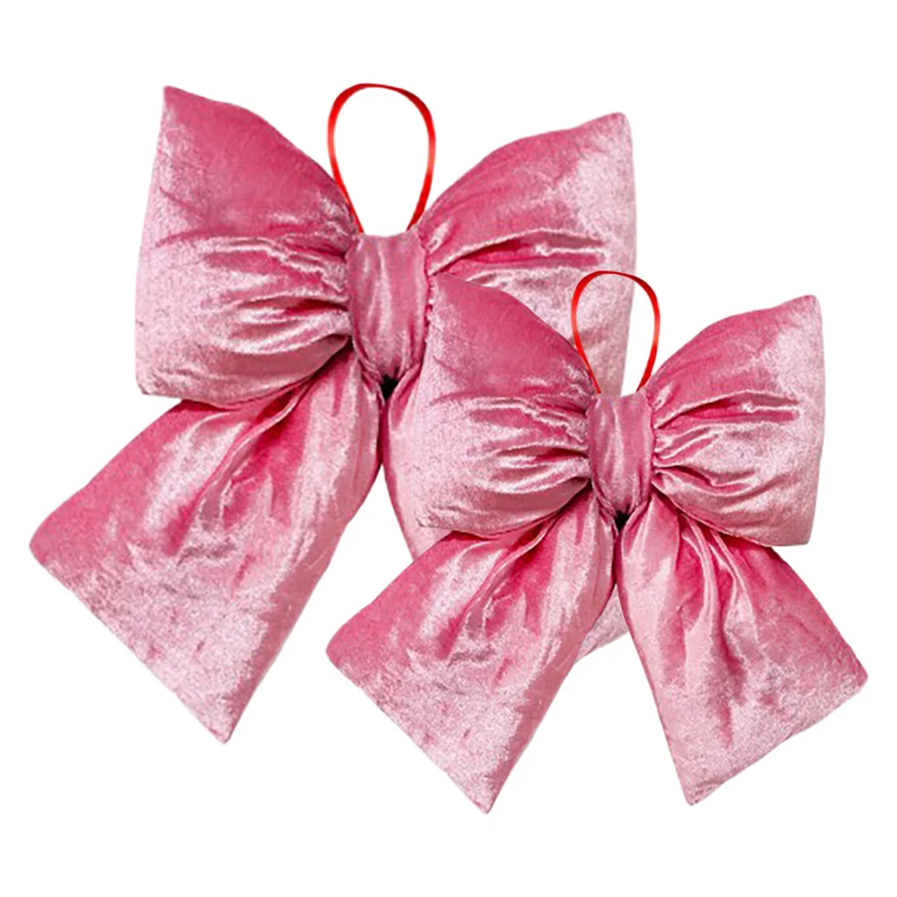 

2Pcs Pink Bowknot Hanging Ornaments Decorative Bow Wedding Party Home Decoration Christmas Tree Wreath Craft Supplies