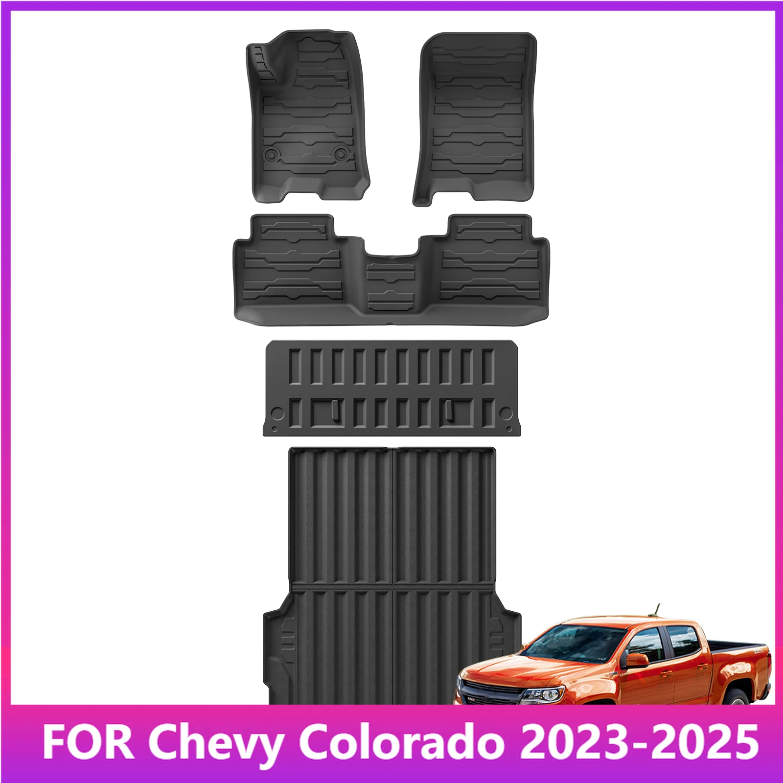 

Коврики для Chevrolet Chevy Colorado 2023-2025 Автомобильные коврики 3D TPE Набор подушечек для ног Всепогодные автоаксессуары