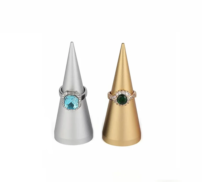 Finger Ring Jewelry Display Ring's Holder Solid Metal Cone Organizer Hand Bague Jewellery Presentation Stand Storage Rack Base