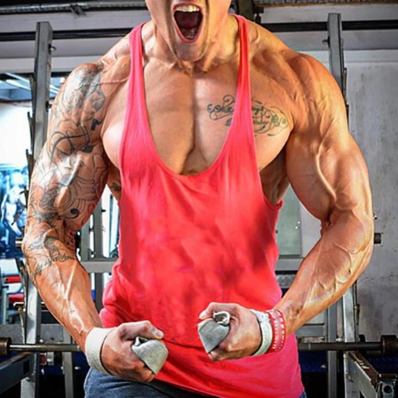 Plain Mens Bodybuilding Sport Clothing Summer Cotton Y-back Tank Tops Gyms Fitness Sleeveless Undershirt Workout Muscle Singlets