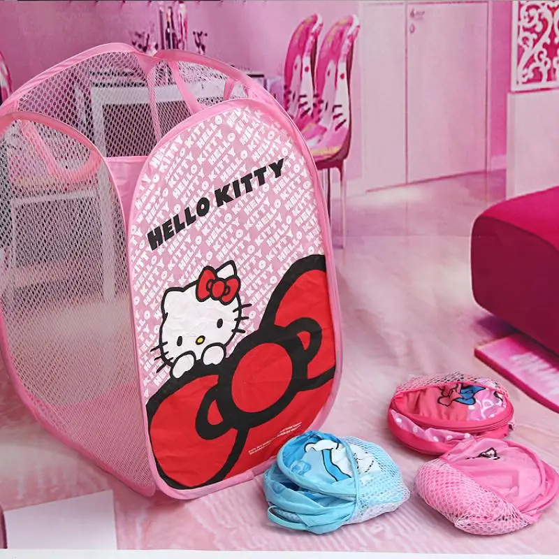 Sanrio Hello Kitty Kuromi Cartoon Dirty Clothes Basket pieghevole cesto della biancheria vestiti sporchi stoccaggio giocattolo secchio arredamento