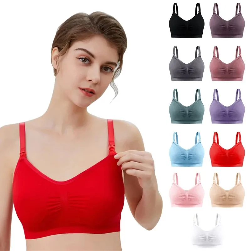 Maternity Nursing Bras Detachable Breathable Breastfeeding Pregnant Women Seamless Underwear Breast Feeding Plus Size Bralette