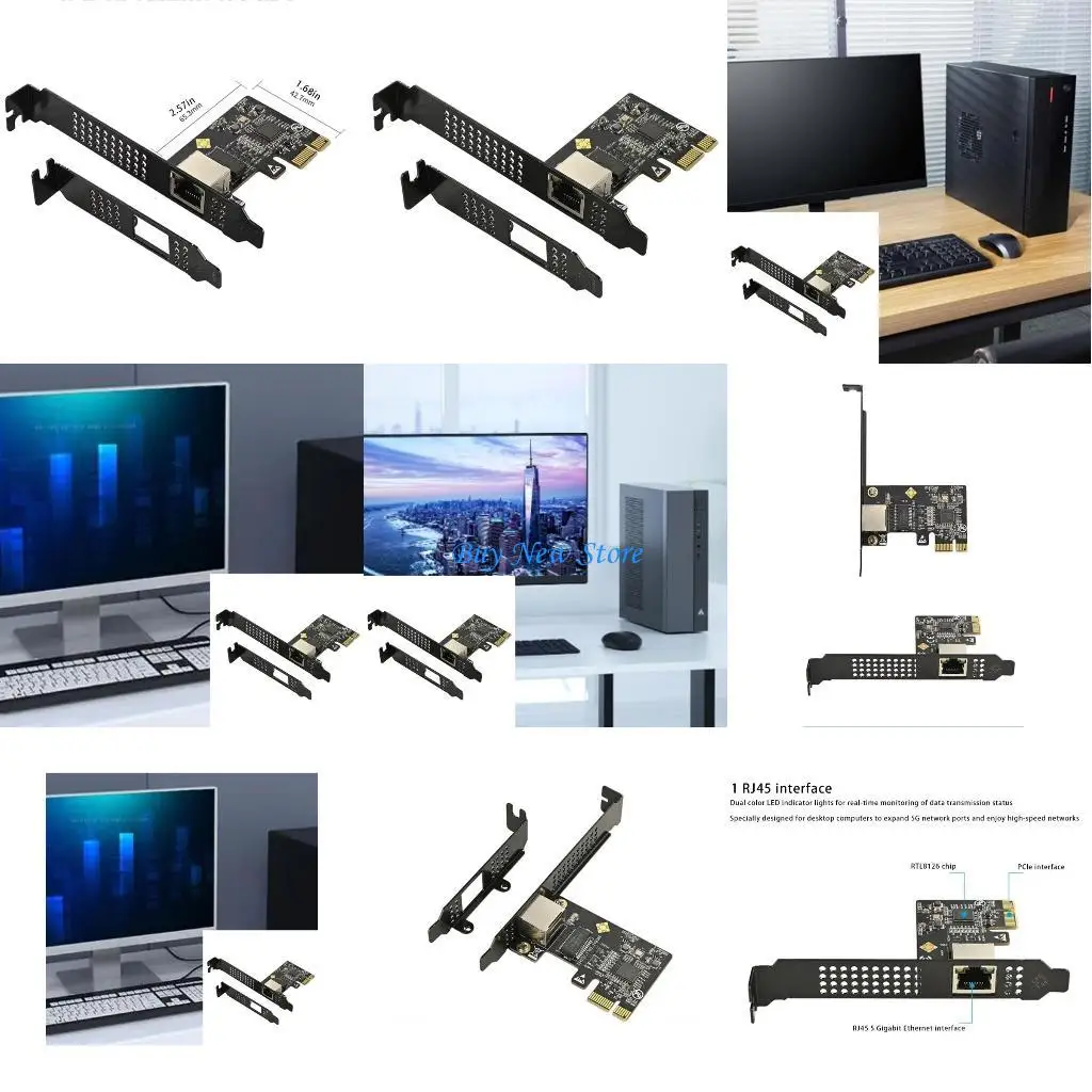 

20CE 5000Mbps PCIE To RJ45 Networking Card RTL8126 Chip Gigabits Ethernets 10/100/2500/5000Mbps RJ45 PCIe Adapters