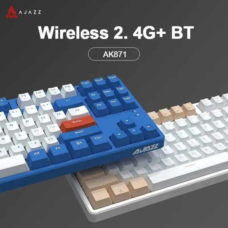 Ajazz Ak871 2.4G Wireless Gaming Mechanical Keyboard 87 Keys Hot-Swappable Bluetooth Keyboard PBT Keycaps for Game Laptop Pc