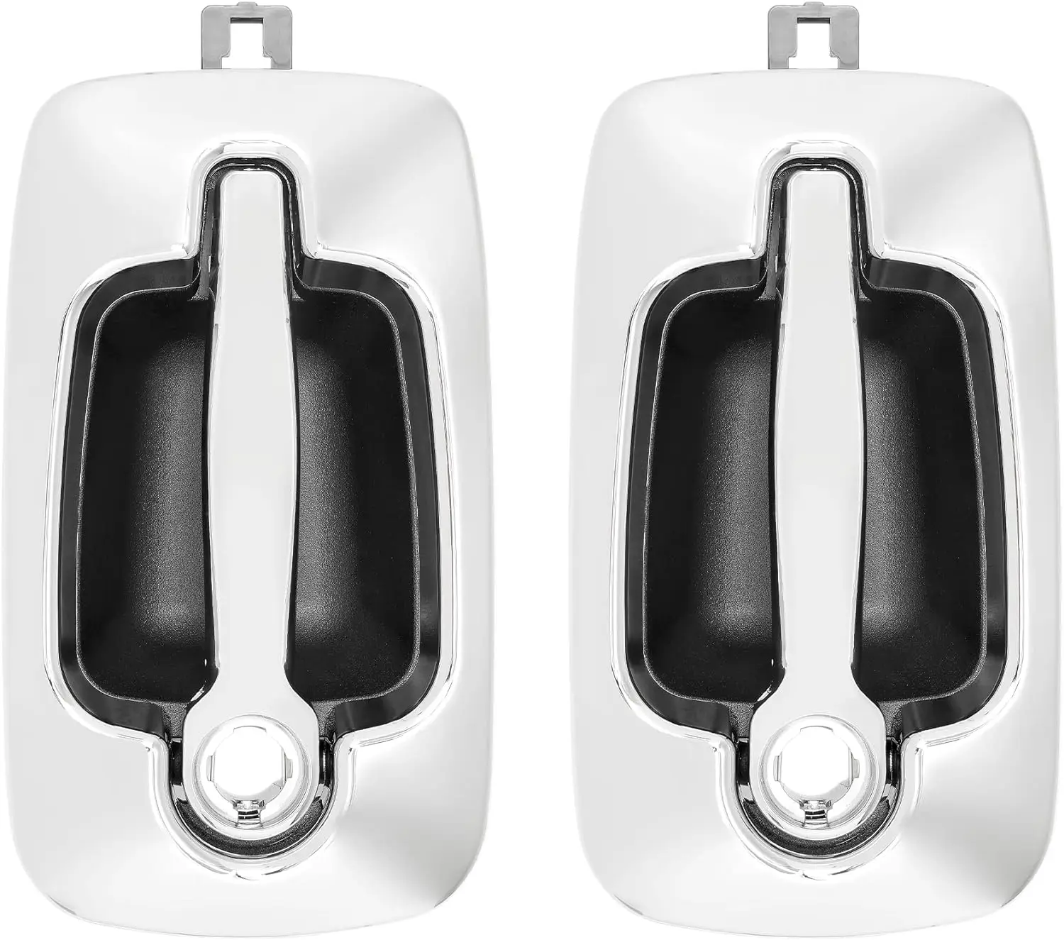 International Prostar 2003-2014 Manijas de puerta exterior de camión con palanca negra cromada delantera izquierda/derecha con orificio para llave 2594003C1