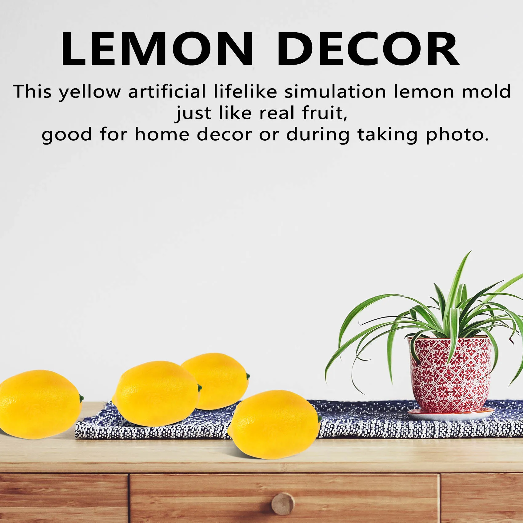 Limones artificiales de imitación, frutas amarillas de 3 pulgadas de largo X 2 pulgadas de ancho, 20 piezas