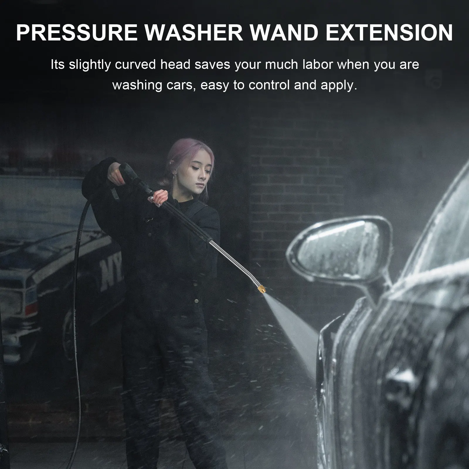 Pressure Washer Wand Extension Rod Curved Head Durable Metal Quick Connector Power Washer Lance Car Washing Tool