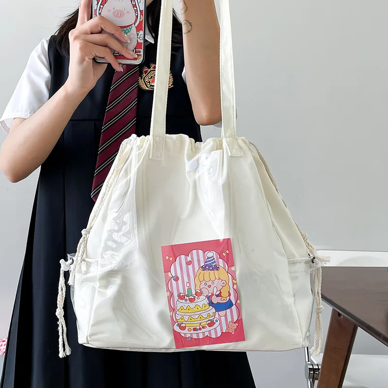 Harajuku Ita Bag for 20cm Dolls Women Transparent Pocket Itabag Clear Window High School Girls Uniform JK Crossbody Shoulder Bag