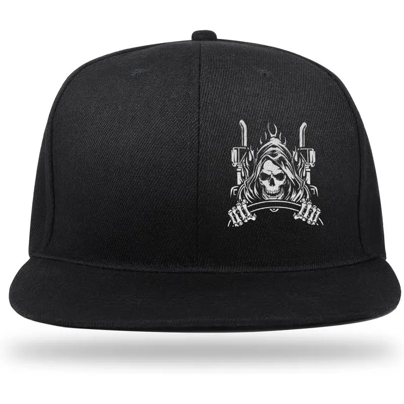 Bus Driver Gifts Skull Hats Black Flat Bill Snapback Hats for Men Women | Classic,Baseball Cap,Trukcer Hat,Unisex