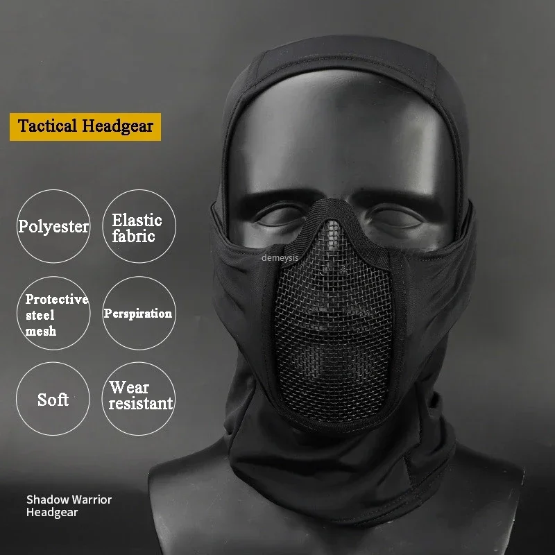 Tactical Full Face Mask Balaclava Cap Motorcycle  Airsoft Paintball Headgear Metal Mesh Hunting Protective Mask