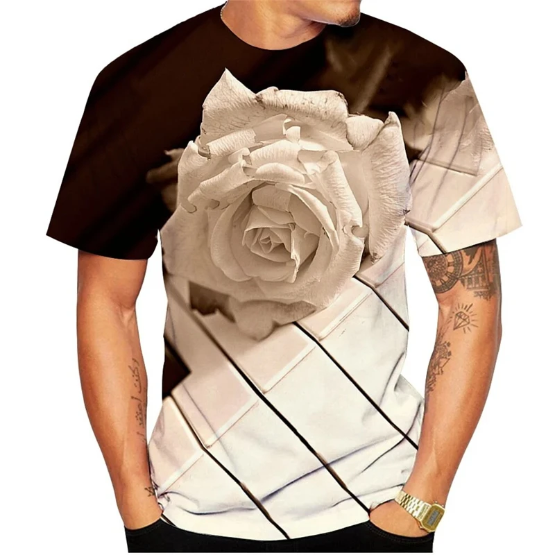 

Summer Men's Short Sleeve T Shirt 3D Print Piano Musical Note Graphic T Shirt Casual Trendy Men Women Pullovers Hip Hop Kids Tee