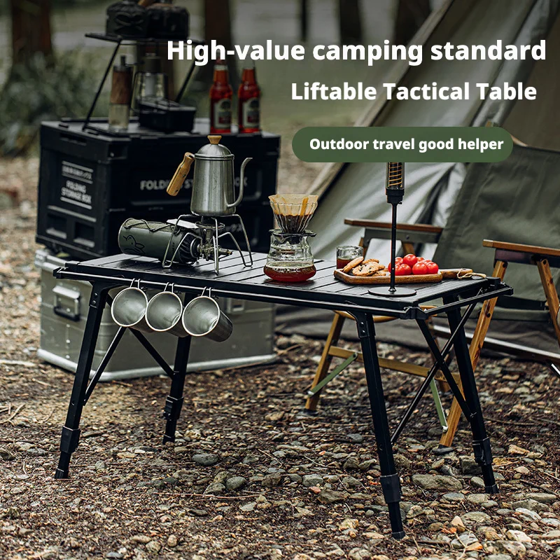

Outdoor Tables Folding Portable Igt Aluminum Tactical Camping Table with Stove Outdoor Weatherproof Dining Table Camping Kitchen
