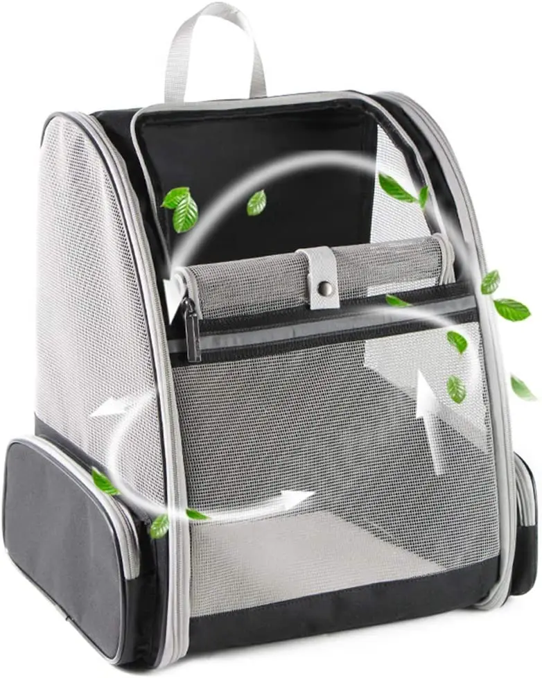 

Portable Pet Backpack Traveler Bubble Backpack Pet Carriers for Cats and Dogs Clear Window Seatbelt Attachments Airline Approved