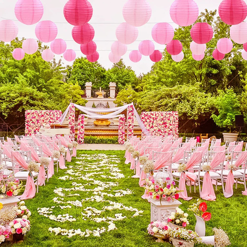 

12pcs Colored Paper Lanterns Chinese Style Round Hanging Decor Festival Party Garden Wedding Foldable Lamp Shade