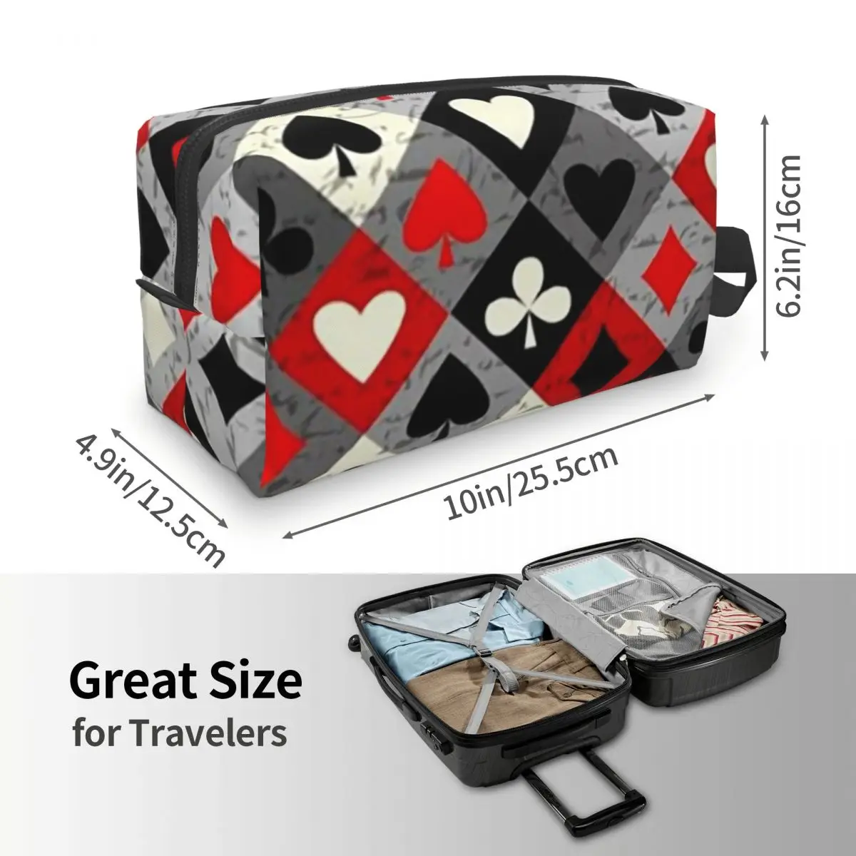 Playing Cards Poker Print Makeup Bag Cosmetic Organizer Storage Dopp Kit Toiletry Cosmetic Bag for Women Beauty Travel
