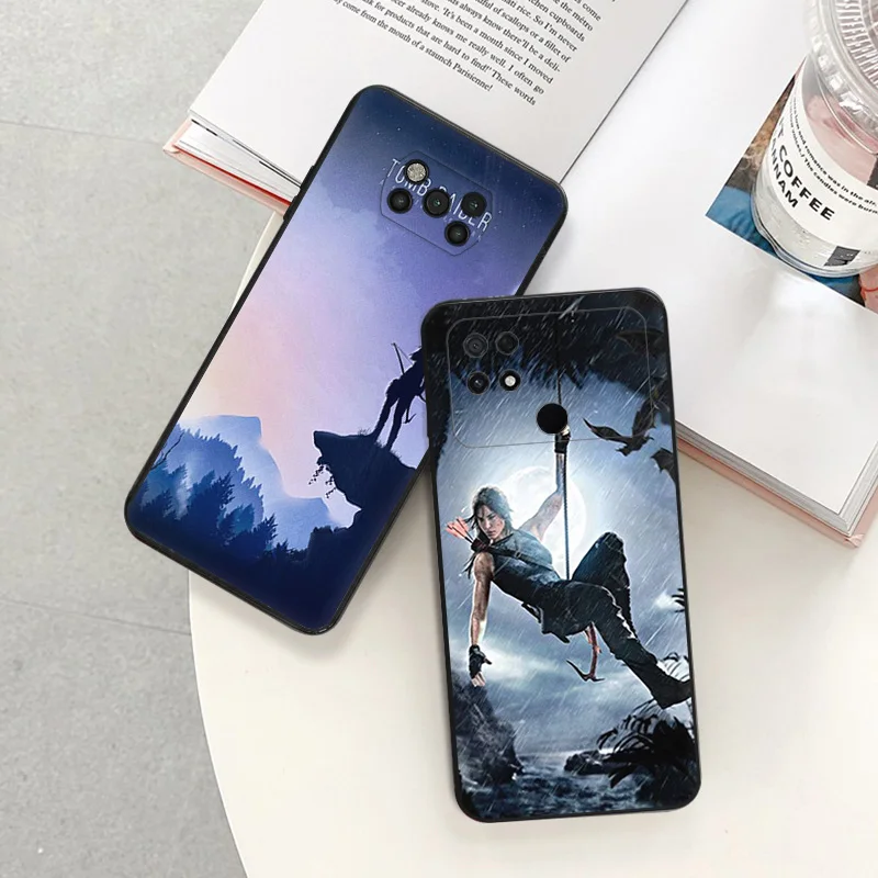 Silicone Black Phone Case for Xiaomi Mi Poco C61 F5 F4 GT F3 F1 X4 X3 X5 M3 M4 Pro M5 S C51 C50 C40 Tomb Raider Lara Croft Cover