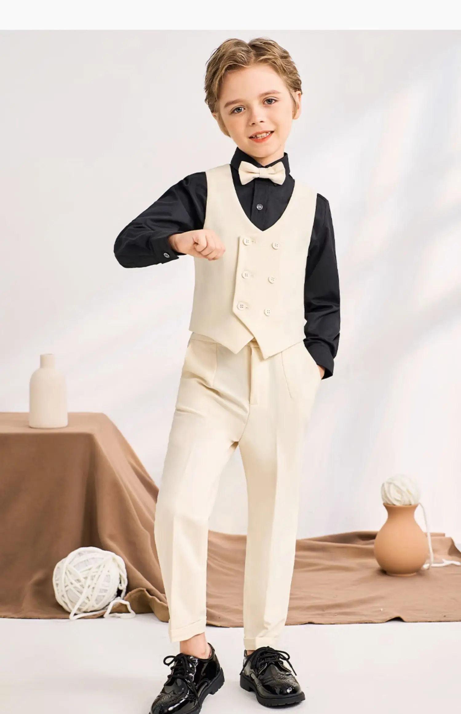 Children\'s Day Champagne Photography Suit Kids Birthday Ceremony Costume Boys Performance Set Newborn Baby Formal Wedding Dress