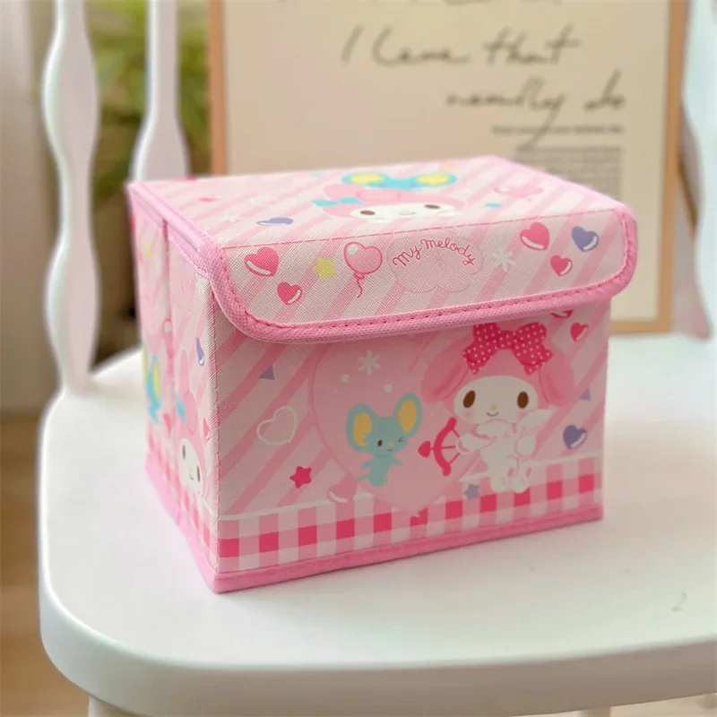 

Складная коробка для хранения Hello Kitty, косметичка, милая декоративная коробка в форме сердца для девочек Cinnamoroll с крышкой, пыленепроницаемая