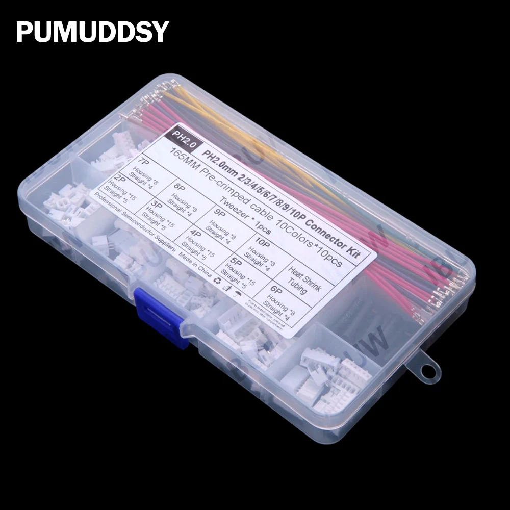 

2.0mm PH 2-10Pin Connector Socket Kit with Pre-Crimped Soft silicone Wire 2/3/4/5/6 Pin Housing Male Female JST Adapter Cable 9P