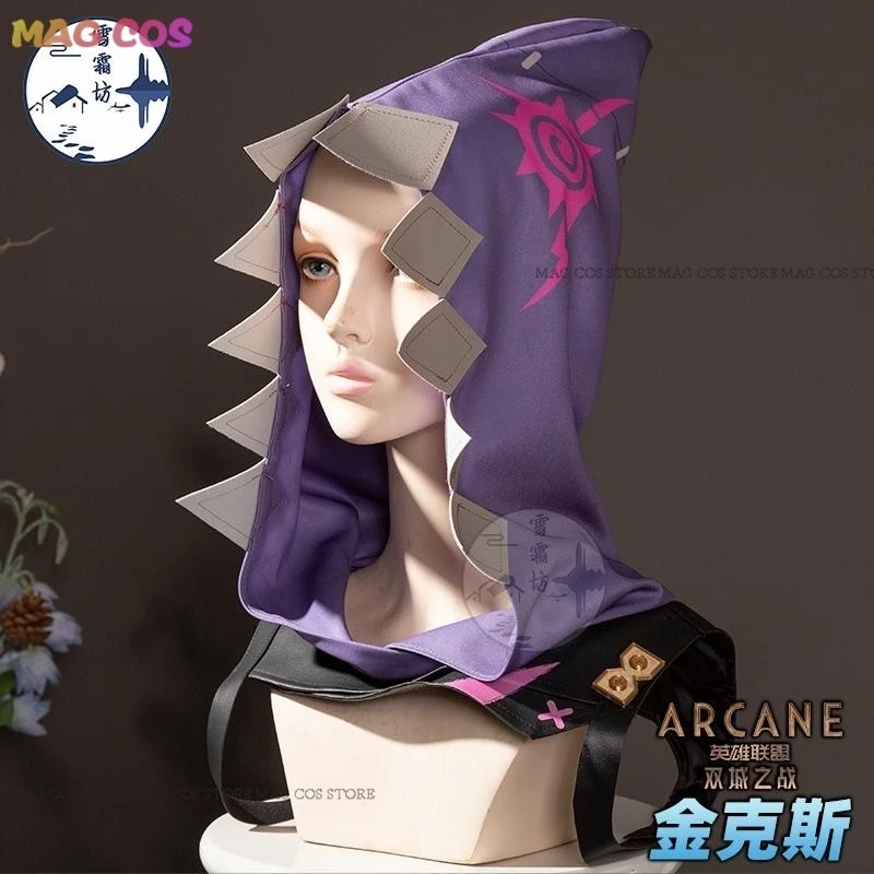 

Jinx Косплей Arcane сезон 2, костюм, шляпа, жилет, брюки, перчатки, наклейки, ремни, аксессуары, реквизит, вечеринка на Хэллоуин, женщина, мужчина, полный комплект