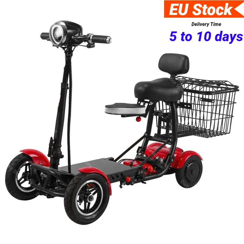 Scooter de mobilité pliant 4 roues 250W double moteur portable pliable quatre roues Scooter électrique pour personnes âgées personnes âgées