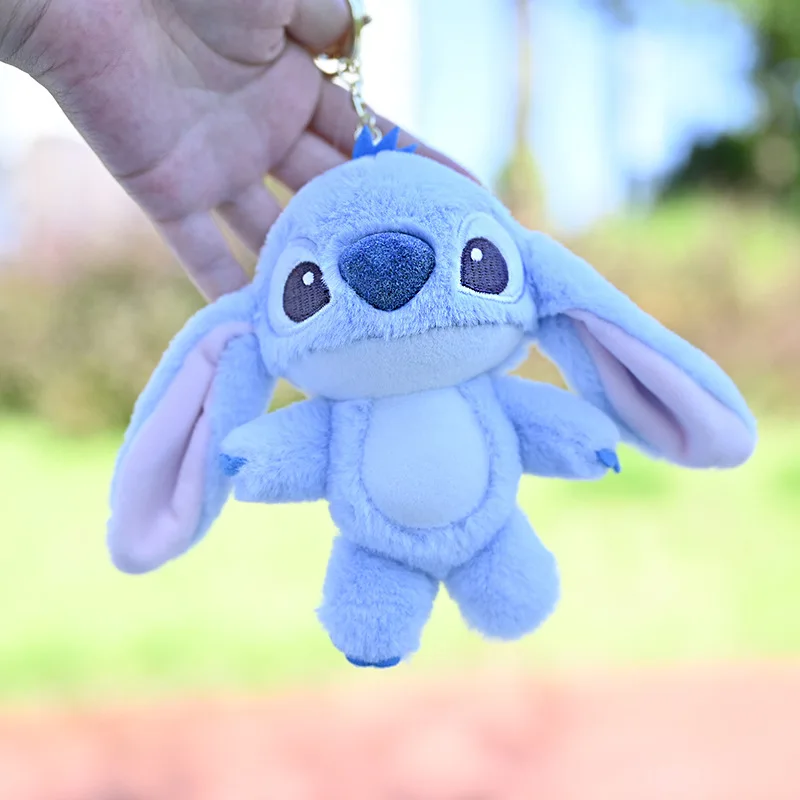 Disney Stitch Angel Plush Keychain Anime Cartoon Pendant Boys Girls Bag Ornament Toys Kawaii Stuffed Animals Dolls for Kids Gift