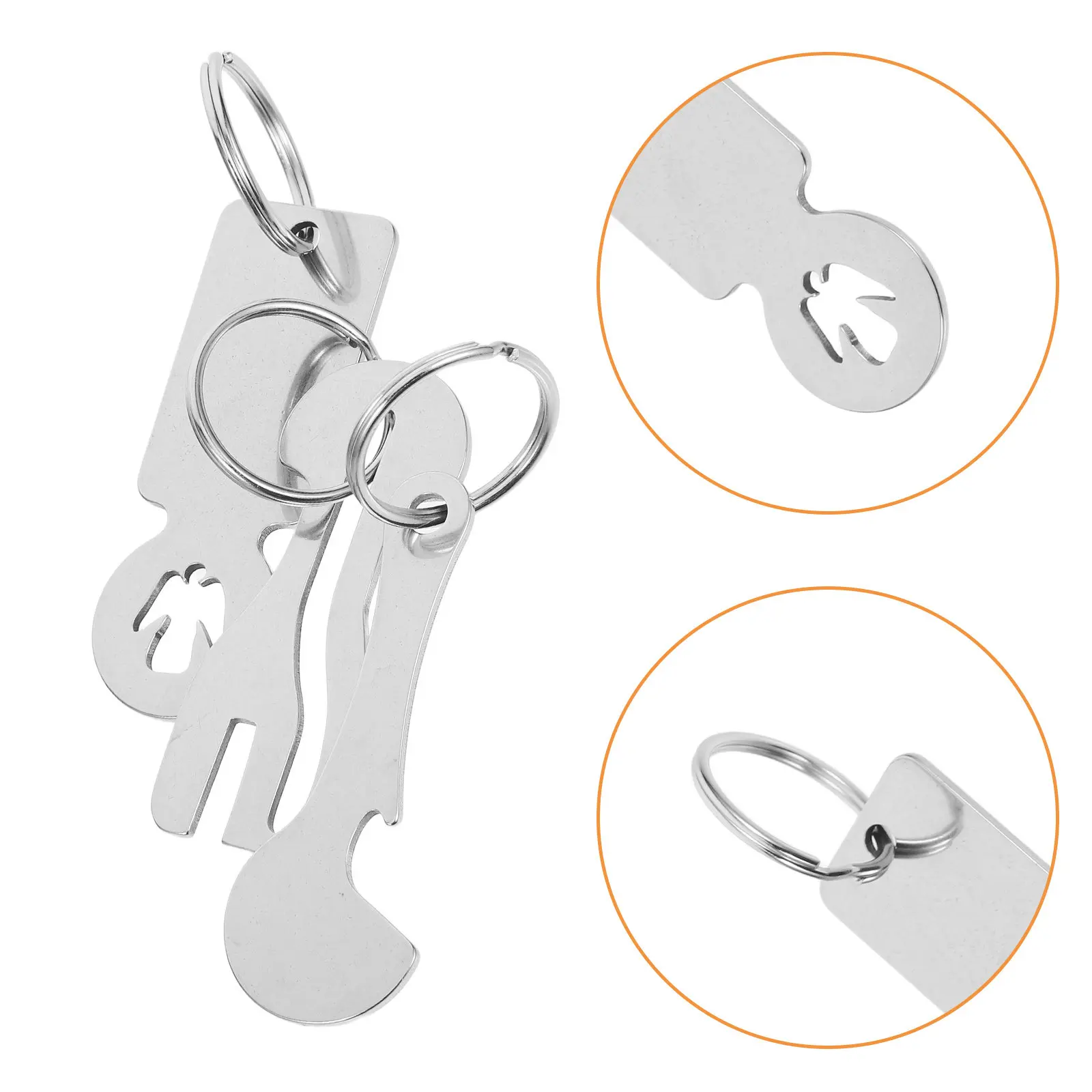 3Pcs Stainless Steel Shopping Trolley Token Keyring Multifunctional Cart Coin Holder Bottle Opener for Market Shopping Basket