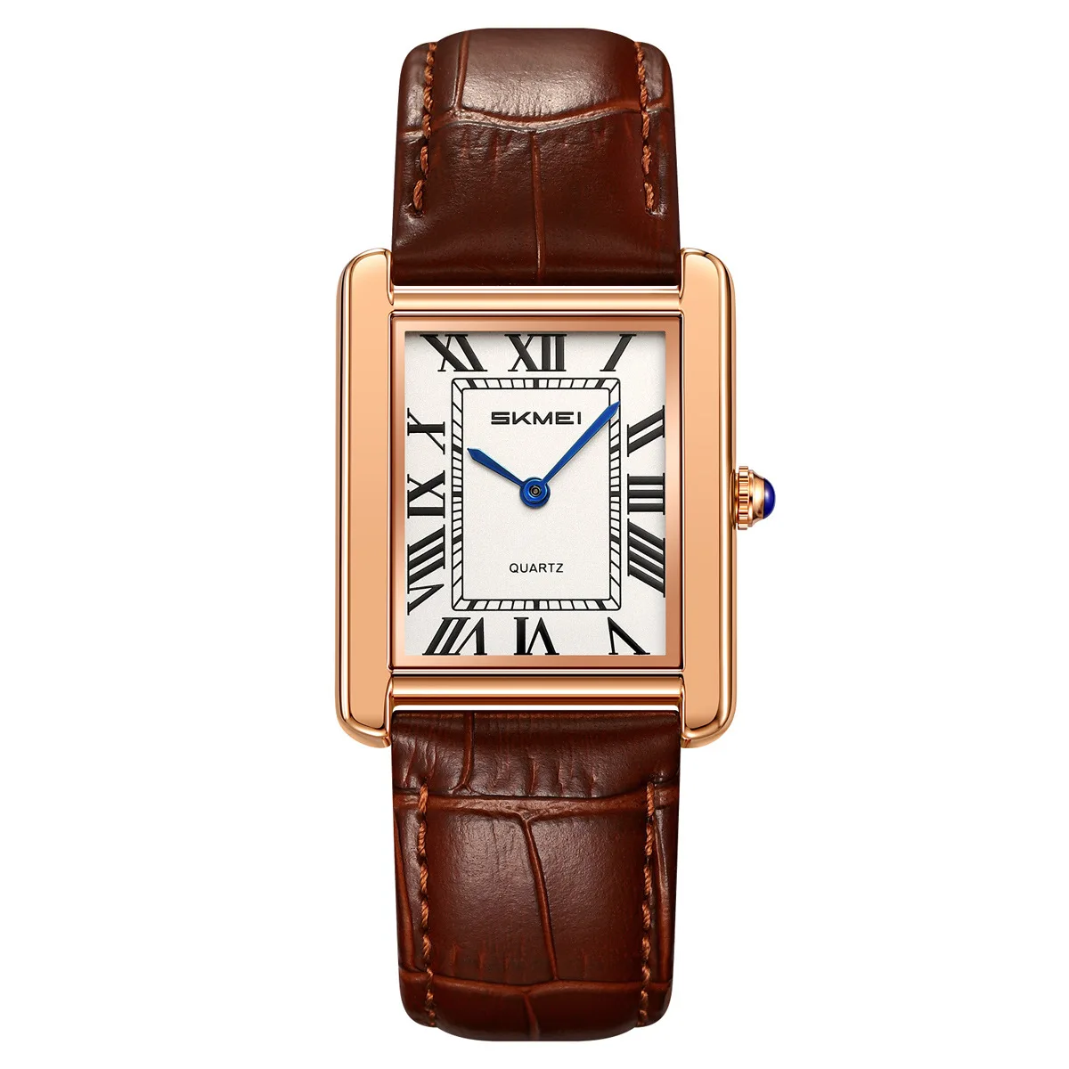 Ultra Thin Vintage Square Quartz Watch for Women with Roman Numerals and Leather Strap Waterproof Wristwatch