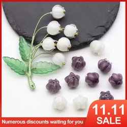 15pcs/Lot New Glass Bell Flower Beads DIY Earrings Bracelet Accessories Lampwork Piercing Beads Bell Orchid Beads String Jewerly