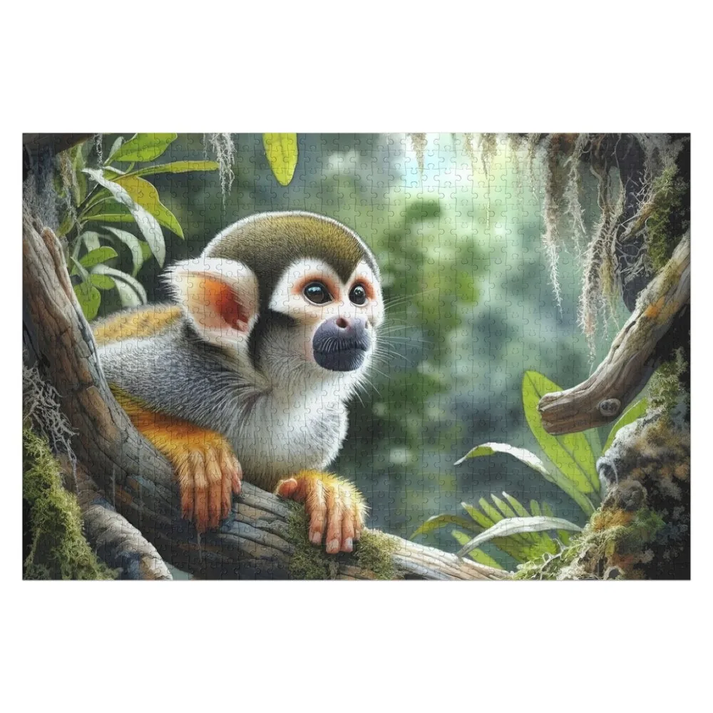 

Squirrel monkey animal art Jigsaw Puzzle Customs With Photo Wood Animals Puzzle