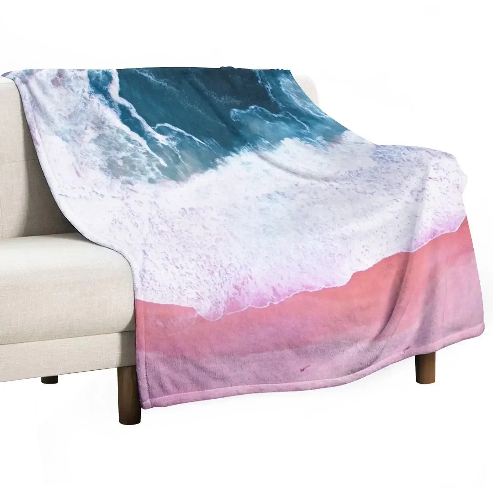 New Aerial Beach, Ocean Waves Throw Blanket Decorative Sofa Summer Beddings valentine gift ideas Shaggy Sofa Bed linens Blankets