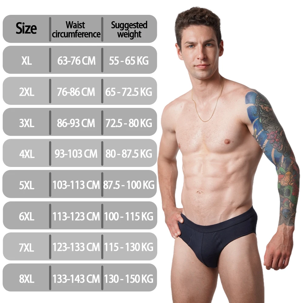 Plus Size XL-8XL Men\'s Briefs Oversize Cotton Man Panties Men Underwear Breathable Soft Shorts Solid Comfortable Male Underpant