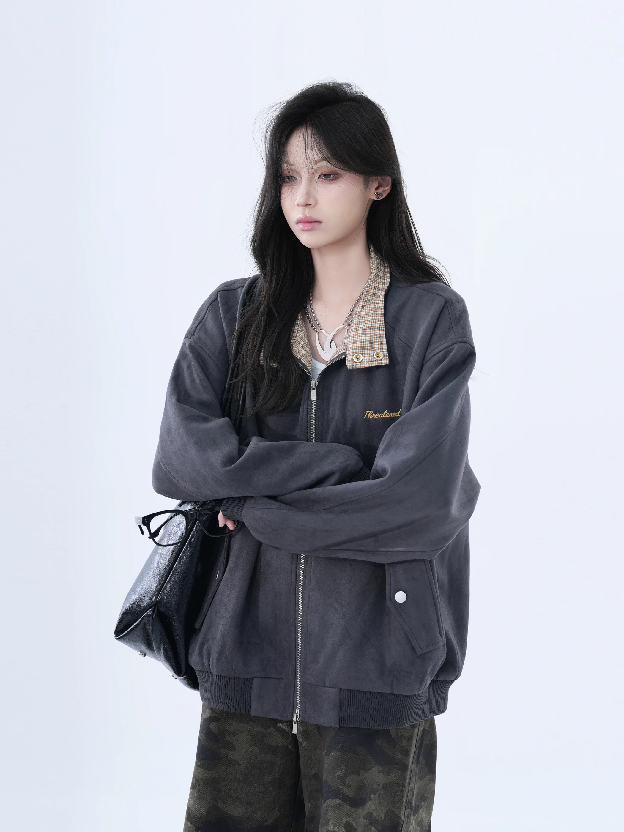 

Американская рабочая одежда с цветочным воротником в стиле ретро, женская рабочая одежда свободного покроя, модная брендовая верхняя одежда, длинное волокно из полиэстера