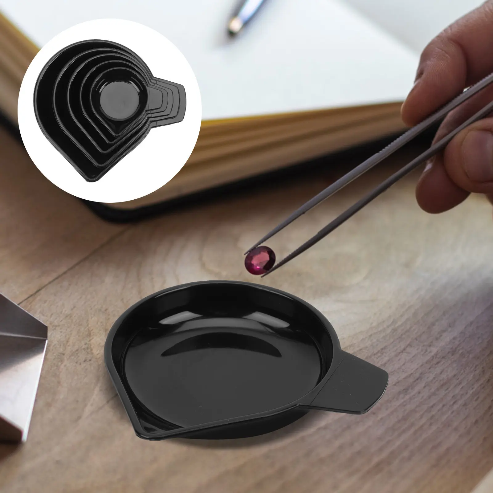 5Pcs Compact Round Edge Weighing Pan Lightweight Electronic Scale Tray for Jewelry Carat Measurement Kitchen Food Weighing